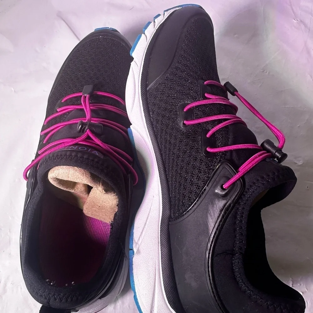 Vionic Women's Black Sneakers with Pink and Blue Accents